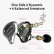 Навушники KZ ZS10 Pro Chrome/Black з мікрофоном: Гібридні IEM (4BA+1DD), Знімний кабель 2-pin 0.75мм, Hi-Fi звук