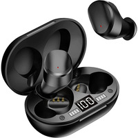 Bluetooth-навушники, бездротові IPX7 5.0 з глибокими басами, міні-цифровий РК-дисплей, зарядний футляр, шумозаглушення, сенсор