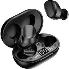 Bluetooth-навушники, бездротові IPX7 5.0 з глибокими басами, міні-цифровий РК-дисплей, зарядний футляр, шумозаглушення, сенсор