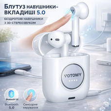 Bluetooth Навушники-вкладиші 5.0 Бездротові навушники з 3D-стереомікрофоном Сенсорне керування 40 годин відтворення