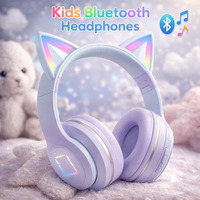 Дитячі Bluetooth-навушники з котячими вухами та світлодіодним підсвічуванням, бездротові навушники для дівчаток, TF-карта, 3,5 мм