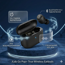 Уцінка Бездротові навушники JLab Go Pop+, внутрішньоканальні, Bluetooth-навушники, 35 годин відтворення, Bluetooth-навушники