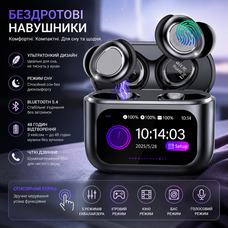 Бездротові навушники для сну ZYHKON SU9 Black з сенсорним екраном, Bluetooth 5.4 міні-навушники для тих, хто спить на боці