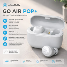 Бездротові навушники JLab Go Air Pop+ White Bluetooth-навушники з мікрофоном акумуляторні вологозахищені Хмарно-білі