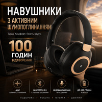 Бездротові Bluetooth навушники EAORUL Black з активним шумопоглинанням ANC 100 годин автономності накладні з мікрофоном