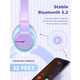 Дитячі Bluetooth-навушники iClever BTH12, кольорові світлодіодні підсвічування, бездротові, безпечна гучність 74/85 дБА