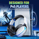 Бездротова ігрова гарнітура PS5 для ПК PS5 PS4 Switch 2,4 ГГц Bluetooth 5.3 акумулятором 40 годин, RGB-підсвічування