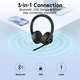Бездротова гарнітура AOC Bluetooth 5.4 з мікрофоном — Навушники для роботи, Zoom, ПК, 30 год батареї, USB-C адаптер, Чорна