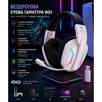 Бездротова ігрова гарнітура WESEARY WG1 2.4 ГГц Bluetooth для PS5 PS4 ПК Switch Mac, 50 годин, білий