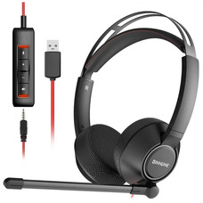 Гарнітура з мікрофоном для ПК Дротові навушники - USB C 3,5 мм Гарнітура з мікрофоном із шумопоглинанням для ноутбука