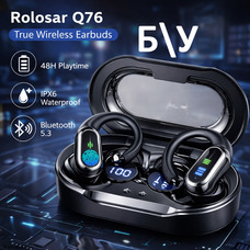 БУ Бездротові спортивні навушники Rolosar Q76, Bluetooth 5.3, HiFi 75H, водонепроникні IP7
