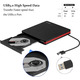 Зовнішній CD/DVD-привід Rioddas BT669 USB 3.0: Портативний дисковод DVD-RW для ноутбука та ПК, Windows / Mac / Linux (Black)
