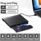 Зовнішній оптичний CD/DVD привід ORIGBELIE USB 3.0 Type-C портативний дисковод для ноутбука ПК та Apple Mac Чорний