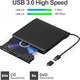 Зовнішній оптичний CD/DVD привід ORIGBELIE USB 3.0 Type-C портативний дисковод для ноутбука ПК та Apple Mac Чорний