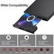 Зовнішній оптичний CD/DVD привід ORIGBELIE USB 3.0 Type-C портативний дисковод для ноутбука ПК та Apple Mac Чорний
