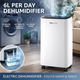 Осушувач повітря Pro Breeze 6л/24г: Розумний сенсор вологості, Сушіння білизни, Таймер, 2л Бак, Тихий 39дБ (PB-D-26)