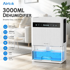 Осушувач повітря AIRTOK CS3 Beige: бак 3л, до 33 м², тихий 30дБ, Авторозморожування, Гігрометр, Таймер, LED 7 кольорів