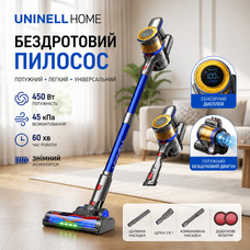 Бездротовий пилосос UNINELL HOME UV1: Потужність 450 Вт, всмоктування 45 кПа, до 60 хв роботи, HEPA-фільтр, Grey