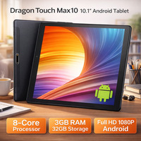 Dragon Touch Max10 10,1-дюймовий планшет Android з восьмиядерним процесором, 3 ГБ ОЗУ, 32 ГБ пам'яті, дисплеєм FHD 1080P, Android