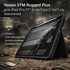 Чохол STM Rugged Plus для iPad 4 покоління 9.7 дюйма — ударостійкий захисний кейс, чорний, Military Standard