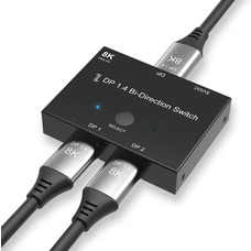 Двонаправлений перемикач DisplayPort 8K DP 1.4 8K@30Hz 4K@120Hz Розгалужувач-конвертер для кількох джерел та дисплеїв
