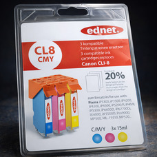 Набір сумісних картриджів ednet CL8 CMY для струменевих принтерів Canon