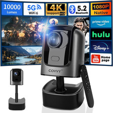 Висувний смарт-проектор COVVY Pan-Tilt Full HD 1080P: Wi-Fi 6, Bluetooth 5.2, Автофокус, 10000 Лм та вбудована стійка (Уцінка)