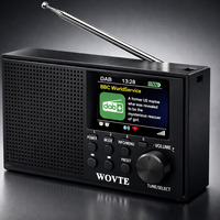 Цифрове радіо WOVTE DAB з кольоровим дисплеєм, портативне акумуляторне або від мережі, невелике FM-радіо