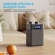 Портативне цифрове радіо Mycket DAB/DAB+/FM: Bluetooth 5.0, акумулятор 2200 mAh, 80 станцій, USB, AUX, Hi-Fi звук 6 Вт (Grey)