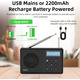 Портативний цифровий радіоприймач WOVTE DAB/DAB+/FM з Bluetooth акумуляторний кишеньковий міні приймач Чорний