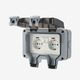 Розетка вологозахищена IP66 подвійна 16А/250V, зовнішня, з кришкою, ABS, сіра, для вулиці та саду