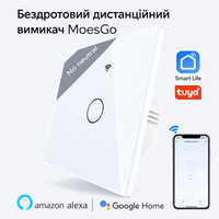 Розумний сенсорний Wi-Fi вимикач MoesGo White — Смарт-вимикач світла Tuya Smart Life без нейтрального дроту