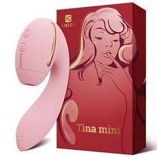 Вакуумний стимулятор клітора вагінально-кліторальний вібратор Kistoy Tina Mini Pink, вагінально-кліторальний