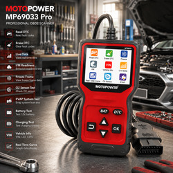 Автосканер MOTOPOWER MP69033 Pro OBD2 з тестером акумулятора 12 В, TFT 2,8″, Live Data, перевірка генератора, червоний
