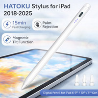 Стилус для iPad 2018-2025, швидка зарядка за 15 хвилин (1-го покоління) з функцією відхилення Plam та магнітним нахилом