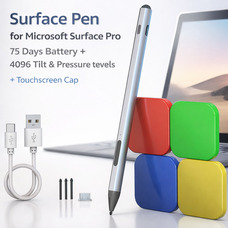 Стилус Surface Pen для Microsoft Surface Pro - 75 днів роботи від батареї + 4096 Гц нахилу та тиску + ковпачок для сенсорного