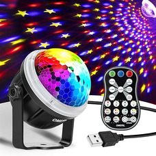Диско-куля Omeril з обертанням на 360°, що активується музикою, з USB-кабелем 4 м/13 футів і пультом дистанційного керування