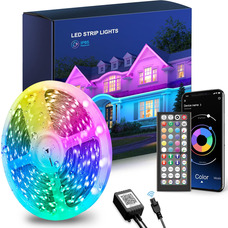 Світлодіодна стрічка 20 м, водонепроникна RGB зі зміною кольору, синхронізація музики через Bluetooth, світлодіодні гірлянди
