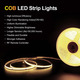 Світлодіодна стрічка COB ROUKLE 5м 24V Теплий білий 2700K — 2400 LED, CRI90+, з пультом та блоком живлення, суцільне світло