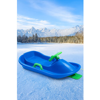 Міцні дитячі санки-льодянки з кермом і поручнем-гальмом з морозостійкого пластика, синя
