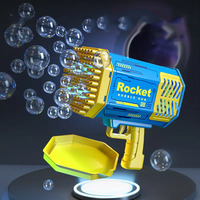 Уцінка Генератор мильних бульбашок Bazooka Rocket Bubble Gun Кулемет базука 100+ отворів з підсвіткою + мильн