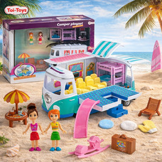 Ігровий пляжний набір Toi-toys Girl Squad Camper Дитячий ігровий набір фургончик на колесах, меблі, ляльки, автобус машина