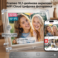 Цифрова WiFi фоторамка Frameo 10.1" Акрилова IPS HD 32GB: Хмарна фоторамка з сенсорним екраном та iOS/Android App