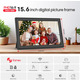 Цифрова фоторамка Frameo 15,6" IPS Full HD: 64 ГБ пам'яті, Wi-Fi, сенсорний екран, додаток iOS/Android, Black