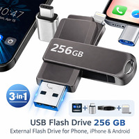 USB-флешка 256 ГБ 4-в-1 з адаптером USB-C, зовнішня флешка для телефону, iPhone та Android, планшета, ПК та ноутбука IOS