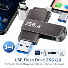 USB-флешка 256 ГБ 4-в-1 з адаптером USB-C, зовнішня флешка для телефону, iPhone та Android, планшета, ПК та ноутбука IOS