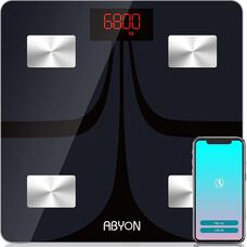 Розумні ваги для ванної кімнати ABYON Bluetooth для вимірювання ваги тіла, цифрові ваги жиру в організмі, автоматичний монітор ваг