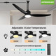 Стельовий вуличний вентилятор ANFERSONLIGHT 52" з LED-підсвіткою та пультом: вологозахист IP65, 6 швидкостей, реверс, Чорний