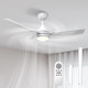 Стельовий вентилятор Airwit з LED-підсвіткою 106 см — тихий BLDC мотор, 6 швидкостей, пульт ДК, складні лопаті, білий (для спальні