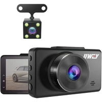 IIWEY - Подвійна камера на панелі приладів автомобіля 2K і 1080P, 6 ІЧ-ліхтарі нічного бачення, фронтальна і задня камера 1440P